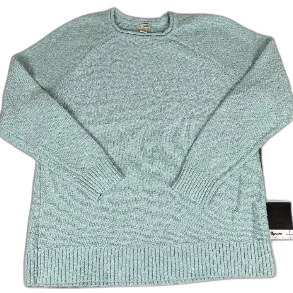 L.L. Bean Womens Midweight Cotton Slub Rollneck Pullover XL Teal Green Turquoise